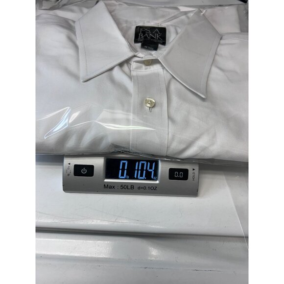 Jos. A. Bank Travelers Collection Mens White Dress Shirt 17.5-34 Tailored Fit Co - Picture 6 of 6